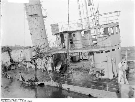 Closeup of the SMS Konigsberg's bridge. She was attacked by British ...