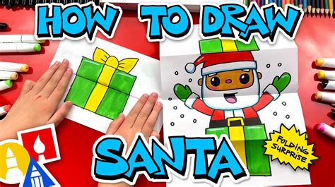 How To Draw Santa In A Present - Folding Surprise - Art For Kids Hub