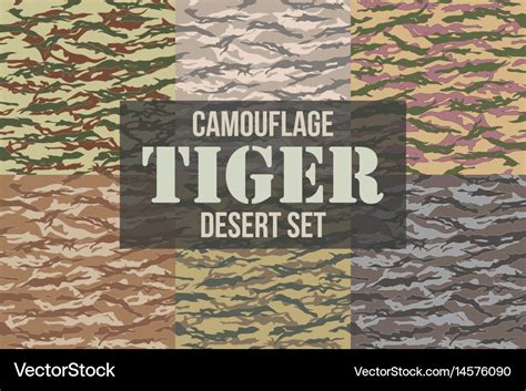 Tiger stripe camouflage seamless patterns Vector Image