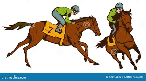 Horse Racing. Jockey on Racing Horse Running To the Finish Line Stock Vector - Illustration of ...