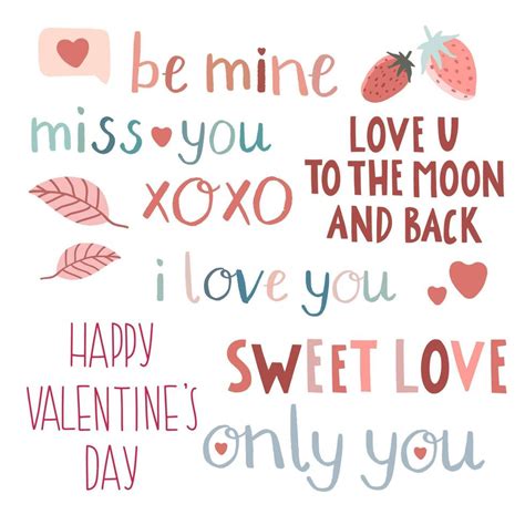 Set of romantic love quotes and sayings for st valentine's day 5108609 Vector Art at Vecteezy