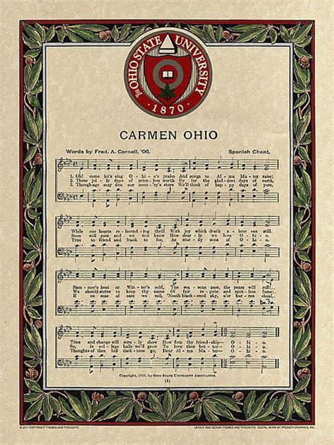 Ohio State University Carmen Ohio Lyrics Artwork Print