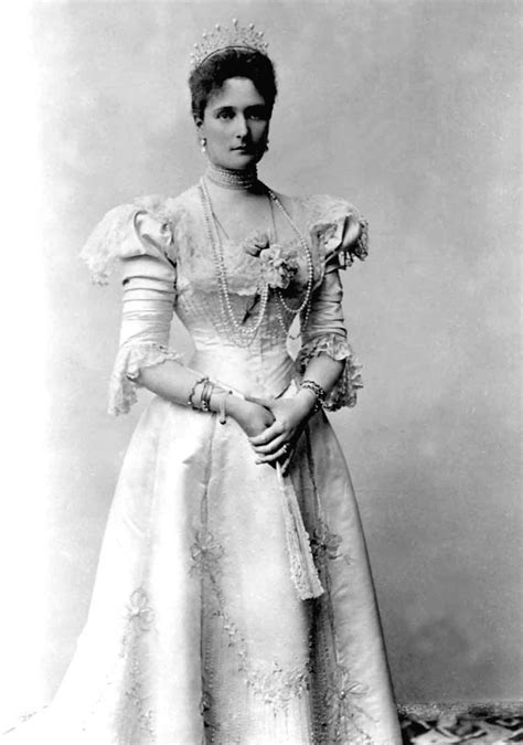 1898 Tsaritsa Alexandra in dress with spyglass sleeves standing | Grand Ladies | gogm