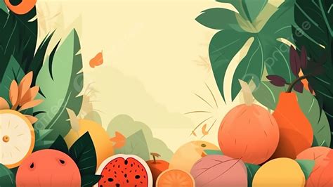 Fruit Tropical Background Border, Tropical, Fruits And Vegetables, Frame Background Image And ...