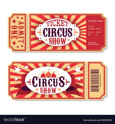 Circus tickets magic show entrance vintage paper Vector Image