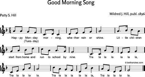 Good Morning Song - Beth's Notes