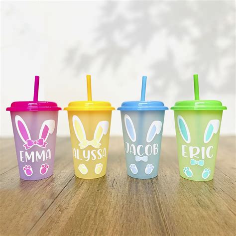 Easter Bunny Ears Kids Cups, Kids Cups with Straws, Personalized Cups ...