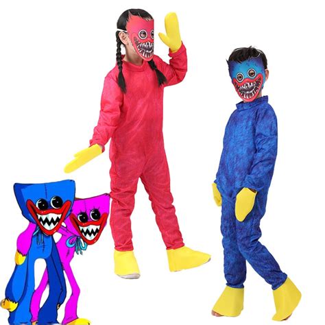 Kids Huggy Wuggy Cosplay Costume Red Blue Jumpsuit Fancy Suit for ...