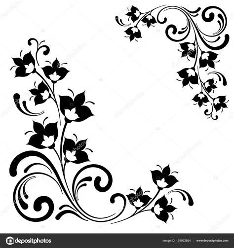 Black White Floral Pattern Vector Ornamental Decorative Flower Illustration White Stock Vector ...