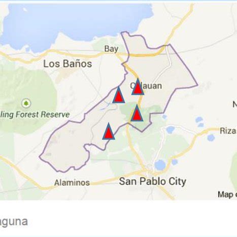 Map showing the four sampling sites of the irrigated rice fields in ...