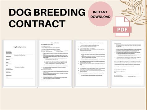 Dog Breeder Contract Breeder Contract Puppy for Sale Form - Etsy