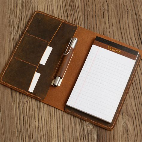 Personalized leather notebook journal refillable 5x8, legal pad cover, - Extra Studio