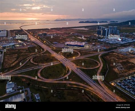 Aerial view highway interchange Stock Photo - Alamy