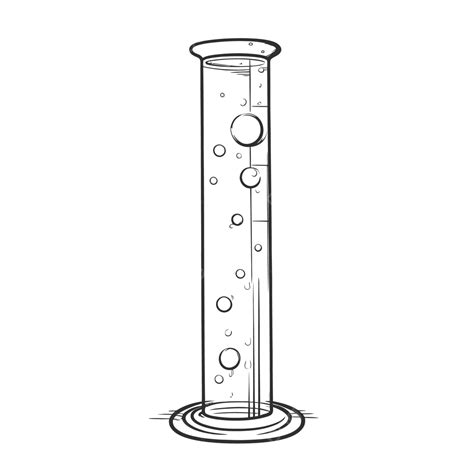 Black And White Drawing Of A Cylindrical Test Tube With Bubbles Outline Sketch Vector, Wing ...