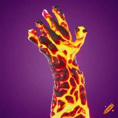 Fortnite lava magma hand holding a chest in the game map on Craiyon