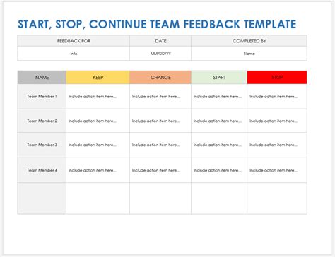 Free Start, Stop, Continue Templates | Smartsheet