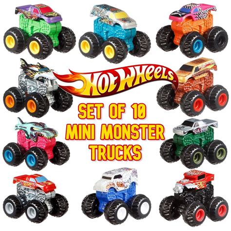 Hot Wheels Monster Trucks Set of 10 MINIS Vehicles Series 2 - NEW ...