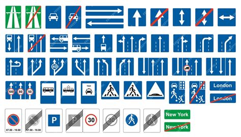 Premium Vector | Road highway signs. obligatory and informatory traffic ...