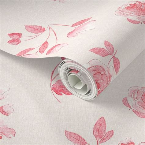 French country pink vintage farmhouse Wallpaper | Spoonflower