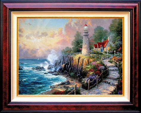 Light of Peace 16x20 Framed Classic Thomas Kinkade Lighthouse Canvas ...