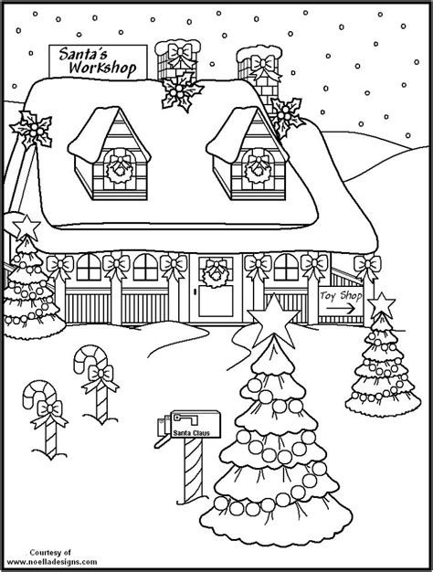 Santa Workshop Coloring Page Coloring Pages