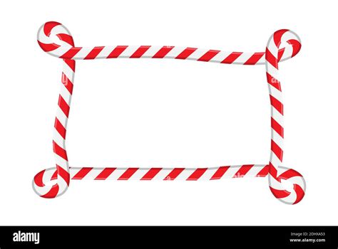 Candy cane border with swirl edges with copy space. Red and white ...