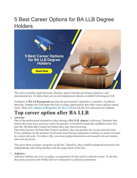 5 Best Career Options for BA LLB Degree Holders by RILS Bangalore - Issuu