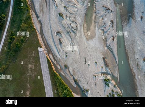 Aerial view of Riverbank Erosion Stock Photo - Alamy