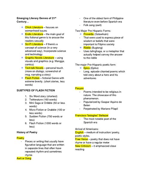 SOLUTION: Emerging literary genres of 21st century - Studypool