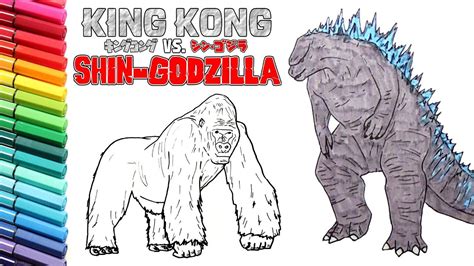 Godzilla VS King Kong Drawing and Coloring For Kids - Learning Colors and How to Draw Animals ...