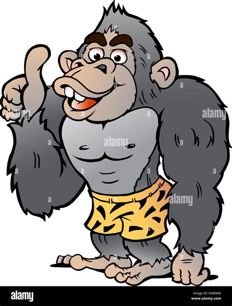 Vector Cartoon illustration of a Strong Gorilla giving Thumb Up Stock ...