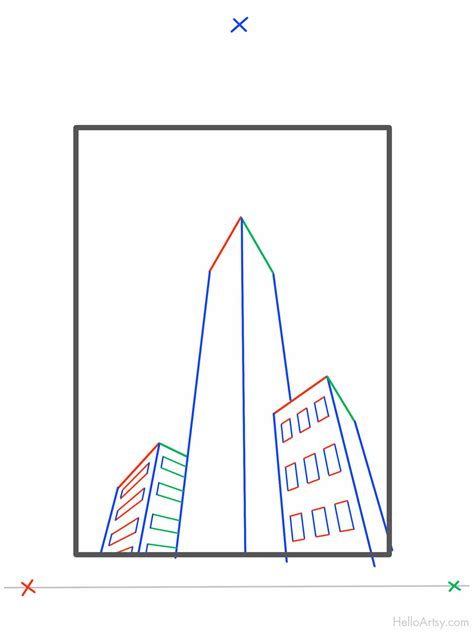 Three Point Perspective - HelloArtsy - [ boxes / buildings / city / bedrooms ]