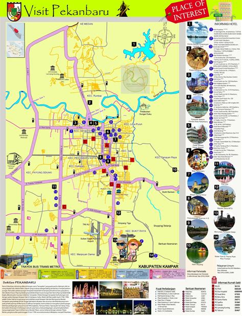 Peta Wisata Kota Pekanbaru - Tourism Map of Pekanbaru City - Riau ...