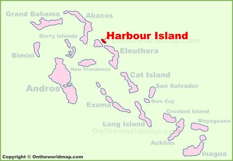 Harbour Island location on the Bahamas Map