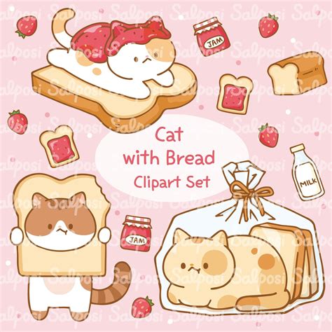 Cat Clipart, Bread Clipart, Cat PNG, Kitten Clipart, Cute Cat Clipart ...