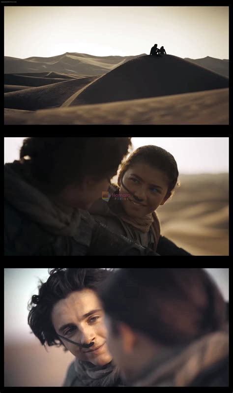 Timothee Chalamet as Paul Atreides, Zendaya as Chani in Dune Part Two Movie Stills / Latest ...