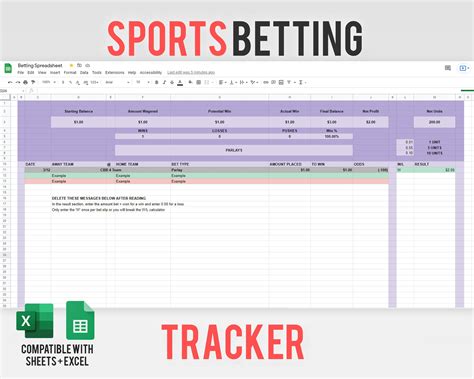 Sports Betting Tracker Spreadsheet for Excel Google Sheets Bets ...