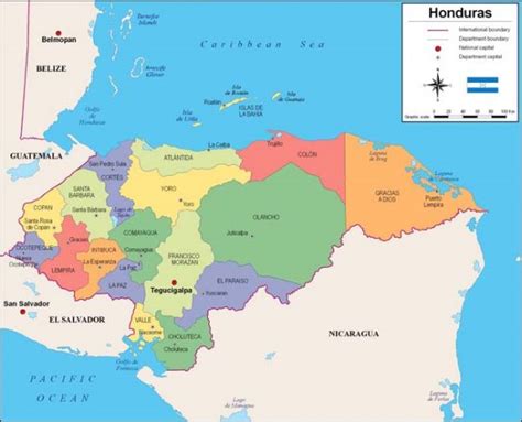 Mapa de Honduras con sus departamentos - Mapa de Honduras