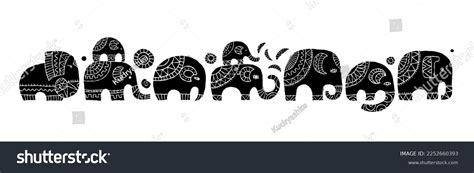 Elephant Family Black Silhouette Isolated On Stock Vector (Royalty Free) 2252660393 | Shutterstock