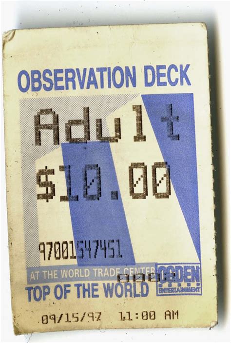 1997 Ticket Stub for World Trade Center Observation Deck