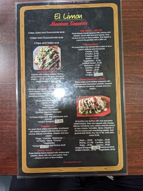 Menu at El Limon Bensalem restaurant, Bensalem