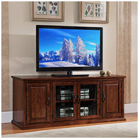 Leick 60" Wide Burnished Oak 4-Door TV Stand Cabinet - #10G90 | Lamps Plus