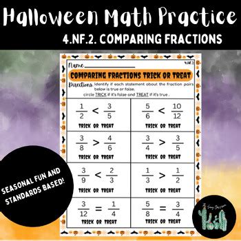 Halloween Math Practice: Comparing Fractions 4.NF.2 by The Savy Classroom