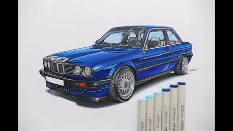 CAR DRAWING BMW E30 - YouTube