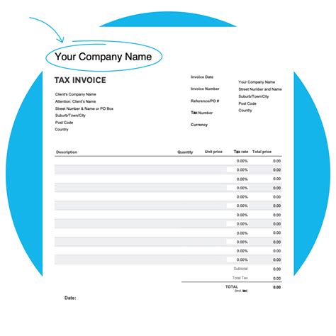 the tax invoice is shown with an image of a tree - xero custom invoice template | create invoice ...