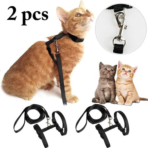 Legendog 2 Pcs Cat Harness and Leash Set Adjustable Halter Pet Harness Kitten Nylon Strap Belt ...