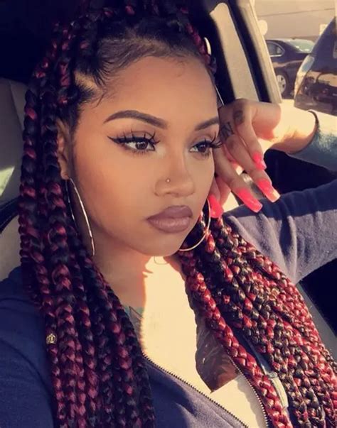 Maroon Braids on Dark Skin • Black and Maroon Braids | Chick About Town