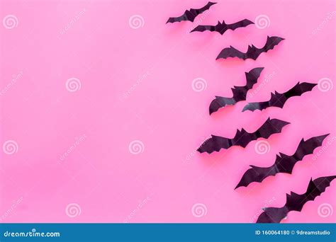 Halloween Design. Bats on Pink Background Top View Copy Space Stock ...