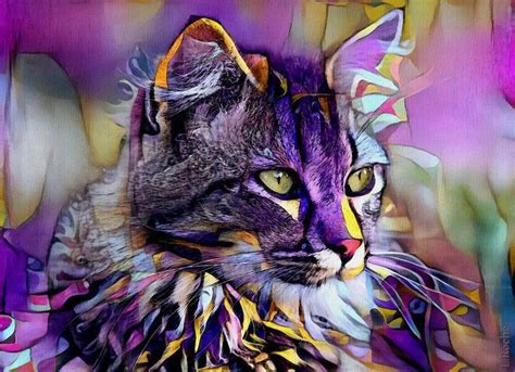 Pin by Marion Ortega on CATS IN ART | Roche, Purple cat, Painting