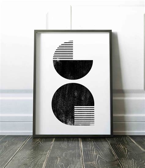 Black and White Mid Century Modern Art Large Geometric Poster | Etsy | Mid century modern art ...